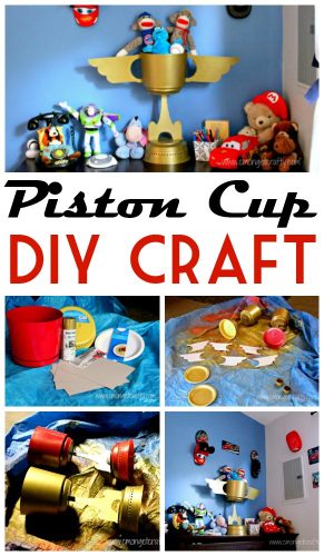 If your #Disneykid is obsessed with #Cars, you'll love this fun Piston Cup craft you can make on the cheap - and it serves as great stuffed animal storage as well! #cmongetcrafty