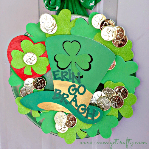 Using dollar store finds, you can create a unique and festive St. Patrick's Day wreath!