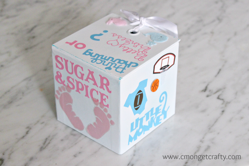 Here's a gender reveal idea you can make at home for super cheap! #diy #babyshower #babyseries #genderreveal #cricut #crafts 