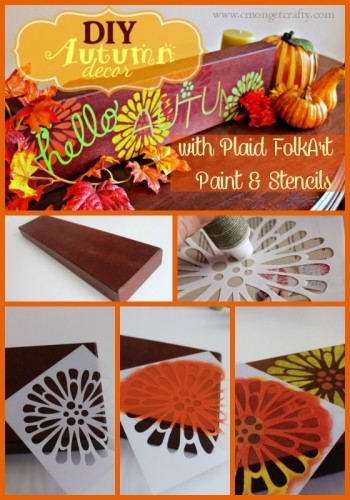 Autumn Sign Pin - C'mon Get Crafty DIY Autumn Sign with FolkArt Paint and Stencil #plaidcrafts