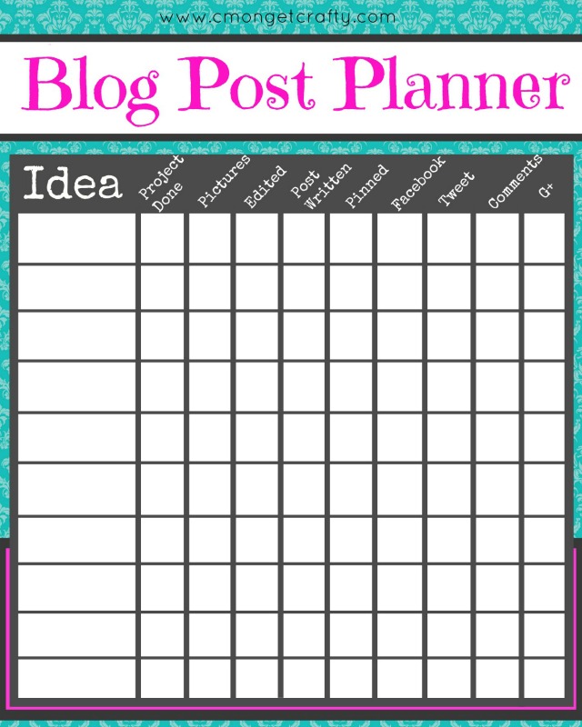 Printable Blogging Planner Checklist - C'mon Get Crafty Printable Blogging Planner