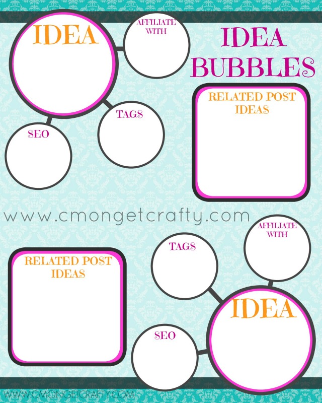 IDEA BUBBLES PRINTABLE2 - C'mon Get Crafty Printable Blogging Planner
