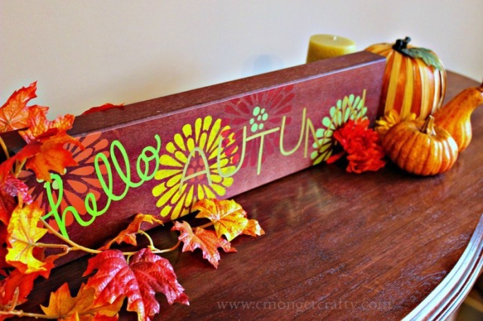 DIY Autumn Sign with FolkArt Paint and Stencil #plaidcrafts