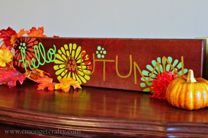 DIY Autumn Sign with FolkArt Paint and Stencil #plaidcrafts