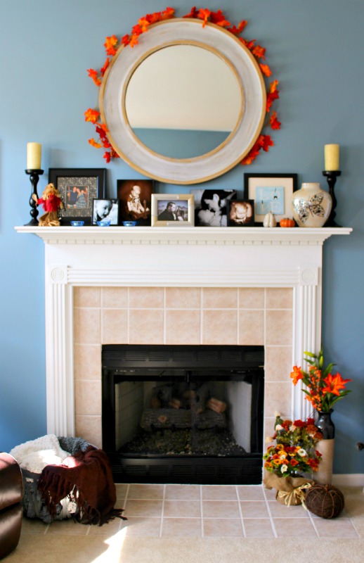 cmongetcrafty fall mantel 1 - C'mon Get Crafty Try these simple touches to create a pretty fall mantel for your home this season, using basic decor items you can get on a budget!