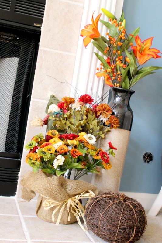 cmongetcrafty fall mantel 2 - C'mon Get Crafty Try these simple touches to create a pretty fall mantel for your home this season, using basic decor items you can get on a budget!