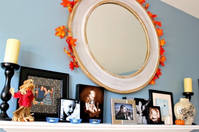 cmongetcrafty fall mantel 3 - C'mon Get Crafty Try these simple touches to create a pretty fall mantel for your home this season, using basic decor items you can get on a budget!
