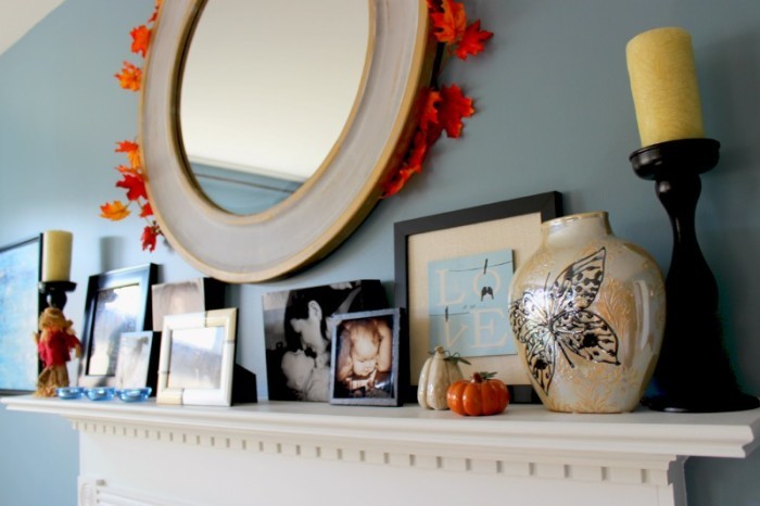 cmongetcrafty fall mantel 4 - C'mon Get Crafty Try these simple touches to create a pretty fall mantel for your home this season, using basic decor items you can get on a budget!