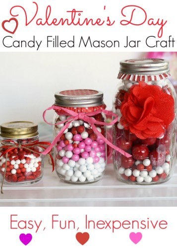 Valentines-Day-candy-mason-jars - C'mon Get Crafty 14 Valentine's Day Crafts