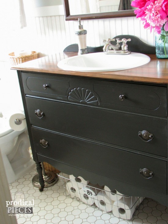 repurposed-dresser-vanity-e1433363137139 - C'mon Get Crafty Bathroom Makeover