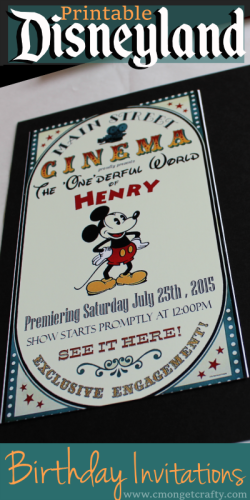 CGC Disneyland Invite PIN - C'mon Get Crafty Disneyland Themed Birthday Invitations