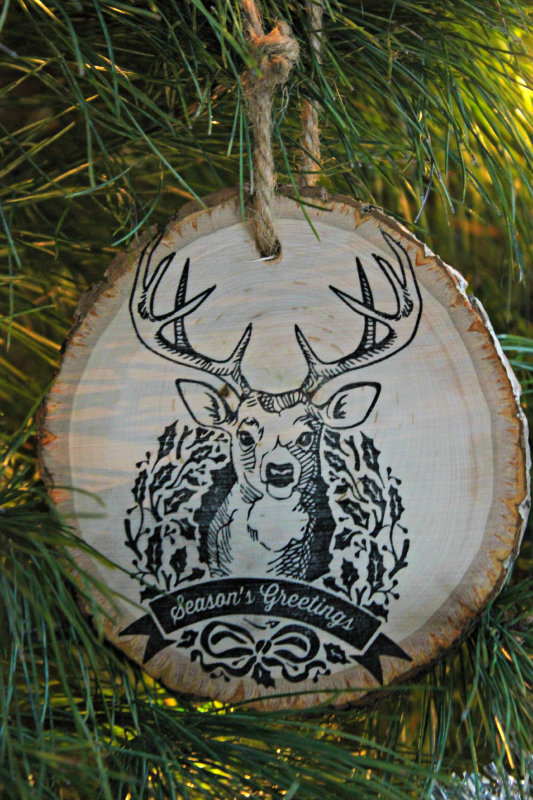 Create an easy rustic ornament with wood and stamps