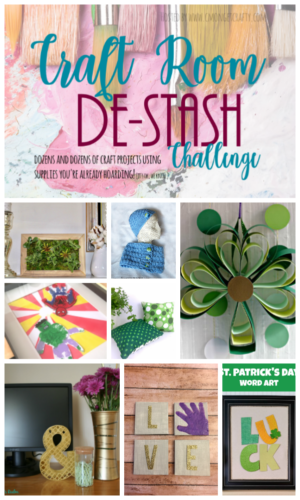 Feb Destash Pin - C'mon Get Crafty Superhero handprint craft and other DIY projects featured in the craft room de-stash challenge, perfect for using up your crafting supplies.