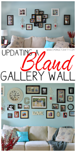 If you are tired of your bland gallery wall with symmetrical pictures and no flair, then check out what I used to update mine! #CraftRoomDestash