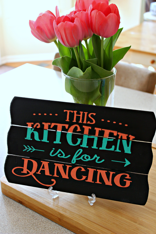 Silhouette Kitchen Stencil Art - C'mon Get Crafty This Silhouette kitchen art wooden board is the PERFECT description of our house! I love it!