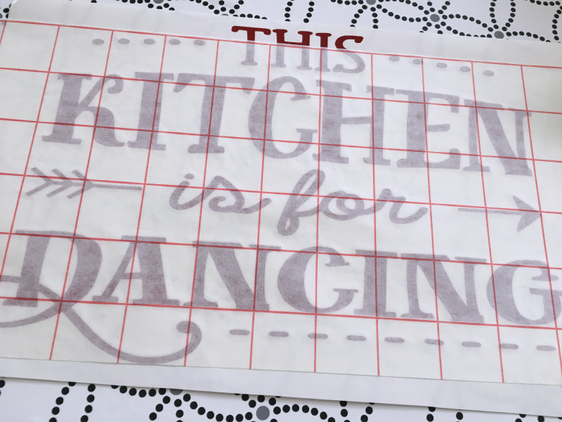 Transfer paper over Silhouette kitchen art vinyl cut - C'mon Get Crafty This Silhouette kitchen art wooden board is the PERFECT description of our house! I love it!