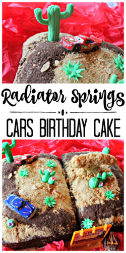 My boys are both huge fans of the Pixar CARS movies, and I had a BLAST making this Radiator Springs birthday cake for my youngest!