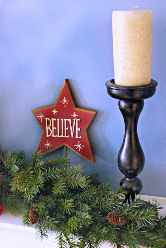 You can style a beautiful traditional Christmas mantel for under 0 with these fab finds! #AtHomeStores #sponsored