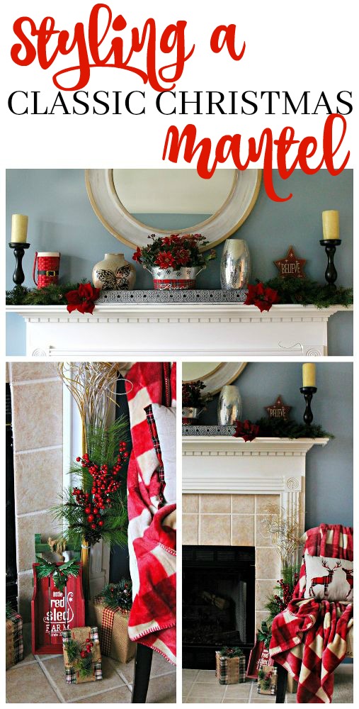 You can style a beautiful traditional Christmas mantel for under 0 with these fab finds! #AtHomeStores #sponsored