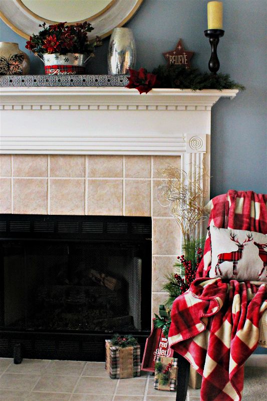 You can style a beautiful traditional Christmas mantel for under 0 with these fab finds! #AtHomeStores #sponsored