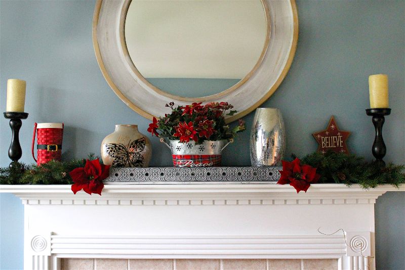 You can style a beautiful traditional Christmas mantel for under 0 with these fab finds! #AtHomeStores #sponsored