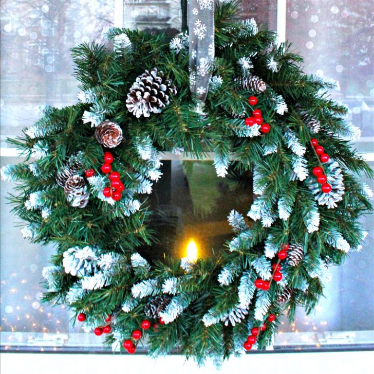 Santa Claus Wintry Porch Window Decor