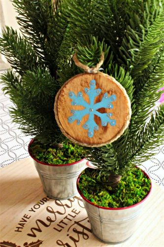 Winter Solstice Wood Tree Ornament