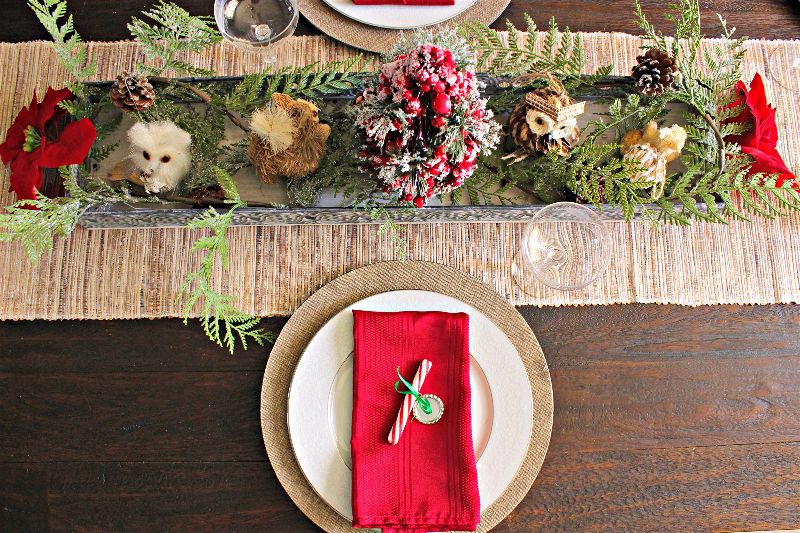 Holiday Tablescape Centerpiece and place setting-opt - C'mon Get Crafty Here's my latest version of my Christmas holiday table decor