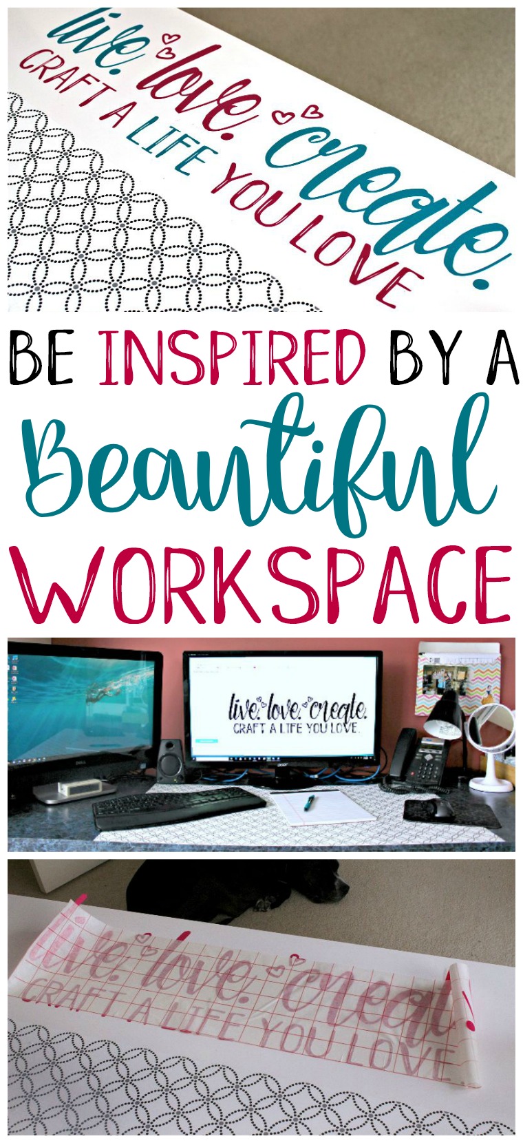 Beautiful Workspace Pin - C'mon Get Crafty I absolutely love having a dedicated craft room, but even I have a hard time getting inspired in the mess. So I'm thrilled to have been able to create a beautiful workspace for myself as the first part of the #CraftRoomChallenge!!