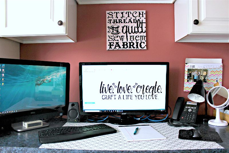 CRC #2 Computer Desk Workspace Cleaned Up-opt - C'mon Get Crafty I absolutely love having a dedicated craft room, but even I have a hard time getting inspired in the mess. So I'm thrilled to have been able to create a beautiful workspace for myself as the first part of the #CraftRoomChallenge!!