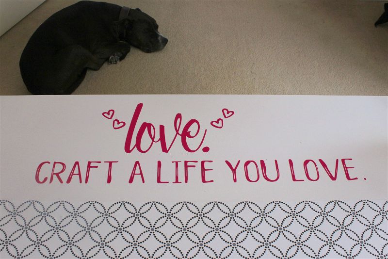 CRC #2 Pink vinyl quote-opt - C'mon Get Crafty I absolutely love having a dedicated craft room, but even I have a hard time getting inspired in the mess. So I'm thrilled to have been able to create a beautiful workspace for myself as the first part of the #CraftRoomChallenge!!