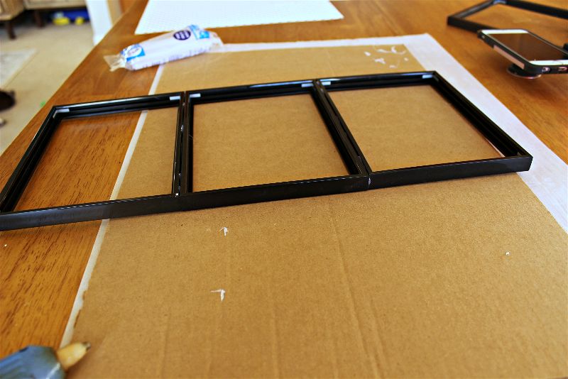 Gluing picture frames together-opt - C'mon Get Crafty I ran out of room to hang or display all the picture frames I'd been hoarding, so I decided to use the #CraftRoomDestashChallenge to upcycle them into something new!