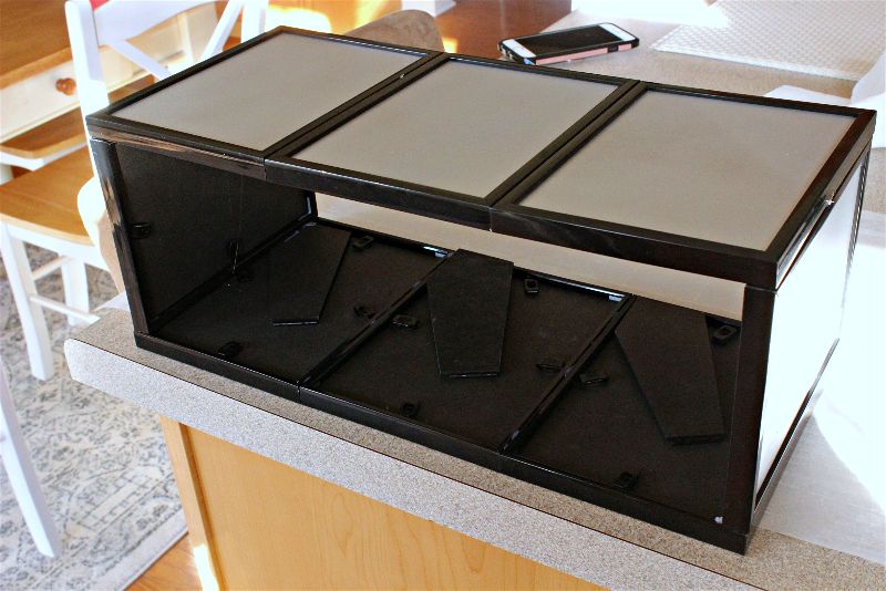 Gluing together four sides of picture frame box-opt - C'mon Get Crafty I ran out of room to hang or display all the picture frames I'd been hoarding, so I decided to use the #CraftRoomDestashChallenge to upcycle them into something new!