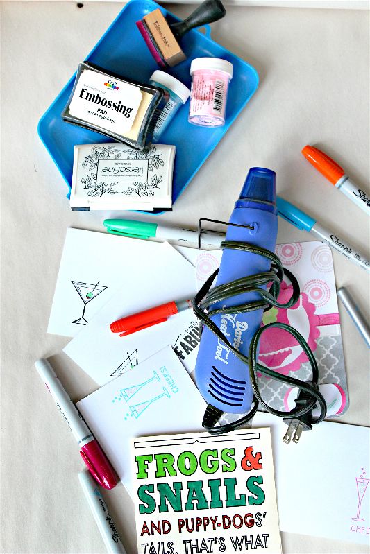 DIY Cards tools crafty supplies-opt - C'mon Get Crafty Do you have a huge stash of craft supplies hoarded somewhere? The #MonthlyCraftyDestashChallenge is perfect for you! See how I dug deep into my stash to create some easy DIY cards to keep on hand for any occasion!
