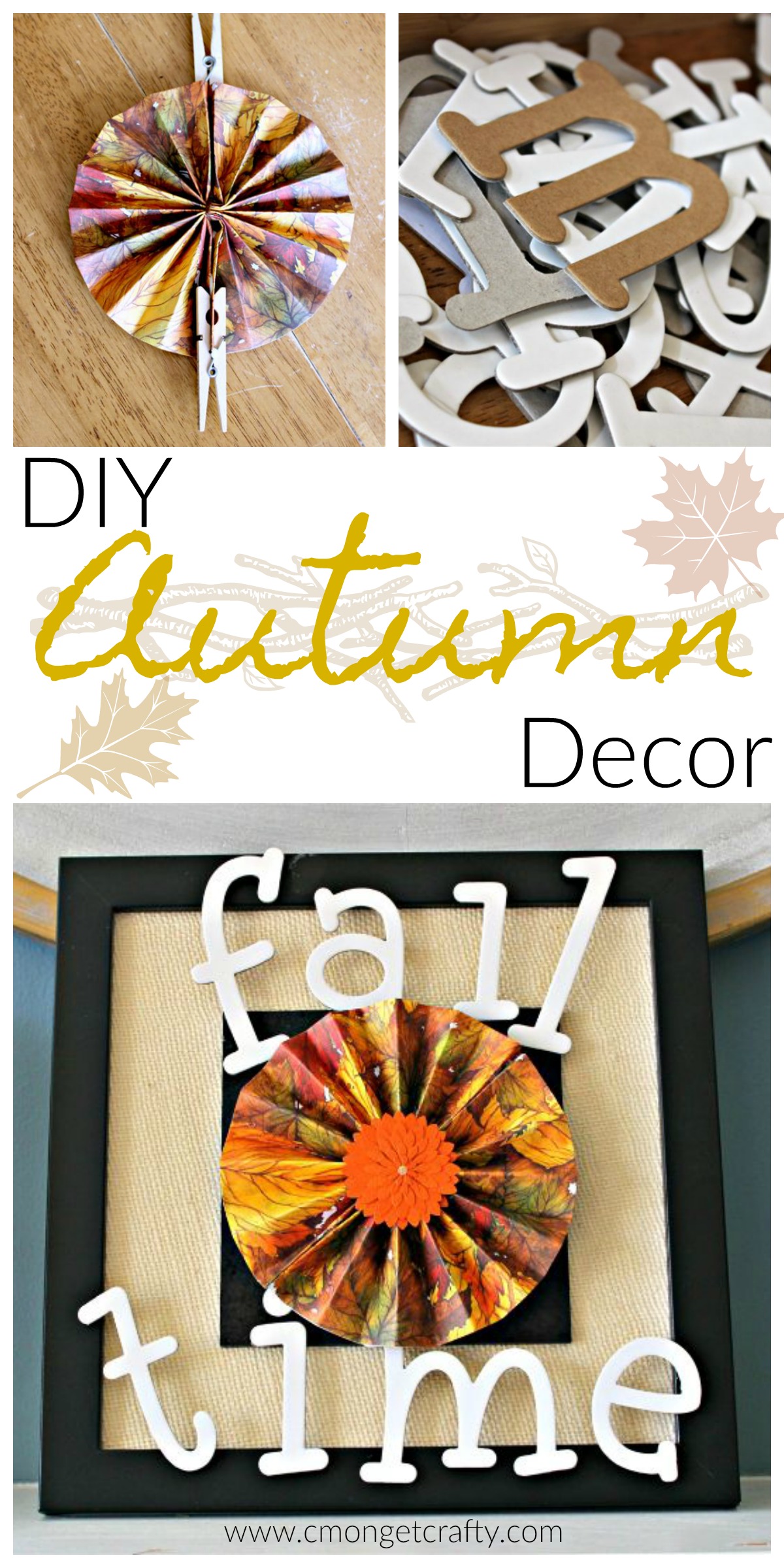 Using up your craft stash is such a great feeling, and this easy DIY Autumn decor was a great way to finally use some old scrapbook paper! This is such a simple tutorial! #craftroomdestashchallenge #diy #autumn #fall #scrapbooking #papercrafts #fallyall #thrifty #fallframe #falldecor #autumndecor