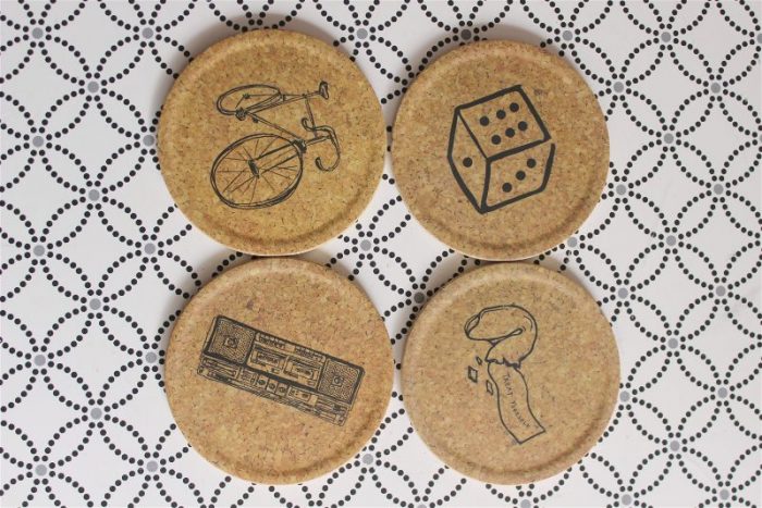 This painted coasters DIY is one of my favorite #MovieMondayChallenge crafts! I was so excited to design some of my favorite show lyrics into art! #paintedcoasters #sharpie #musicals #moviemonday #diy #sharpiecrafts #paintit #paintedcrafts #sharpiepaintpens #rockyhorrorpictureshow #hellodolly #guysanddolls #chicago #allthatjazz #luckbealady #lips #wegotelegance #picmonkey