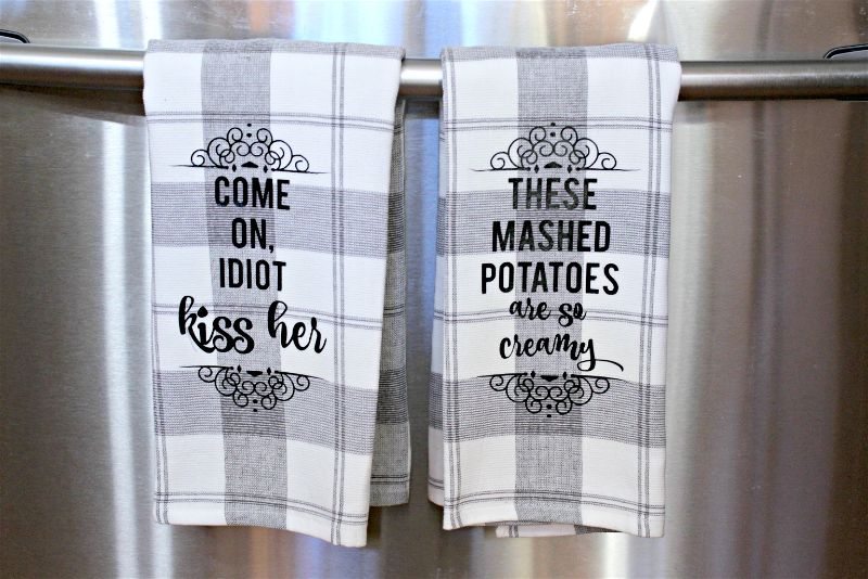 If you are all about family, then I am with you. I am sharing a DIY kitchen towels movie quote craft based on a movie that reminds me every year of my own wacky family. #moviemondaychallenge #diy #vinyl 