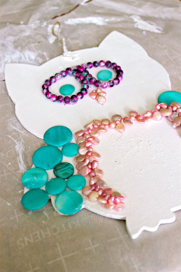 Gluing Beads for Feathers-opt - C'mon Get Crafty