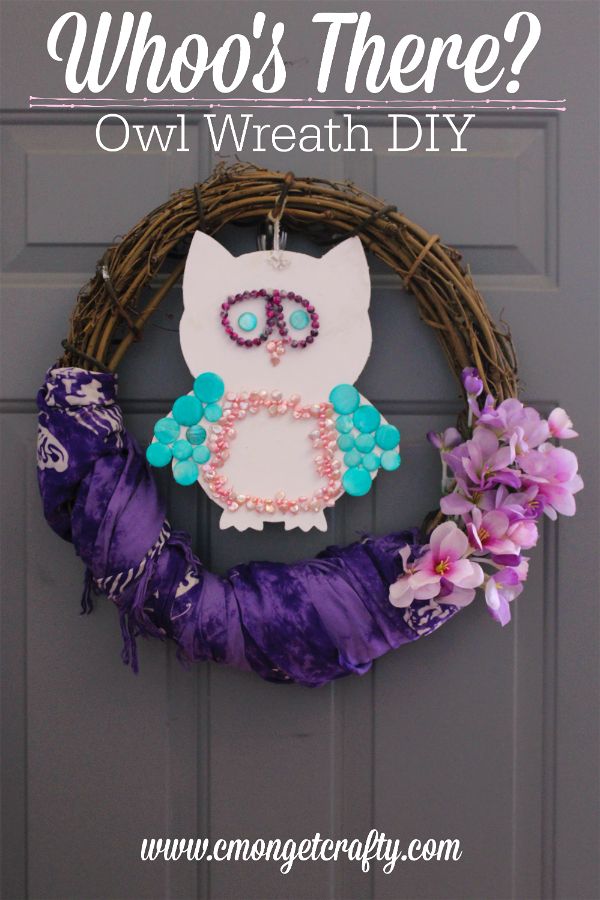 Whooo-s There DIY Owl Wreath PIN-opt - C'mon Get Crafty