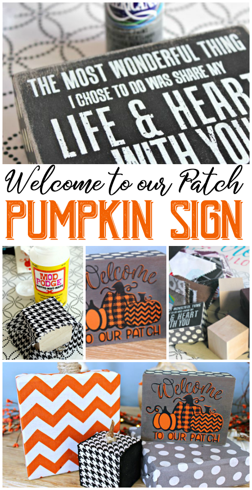 Welcome to our patch pumpkin block sign