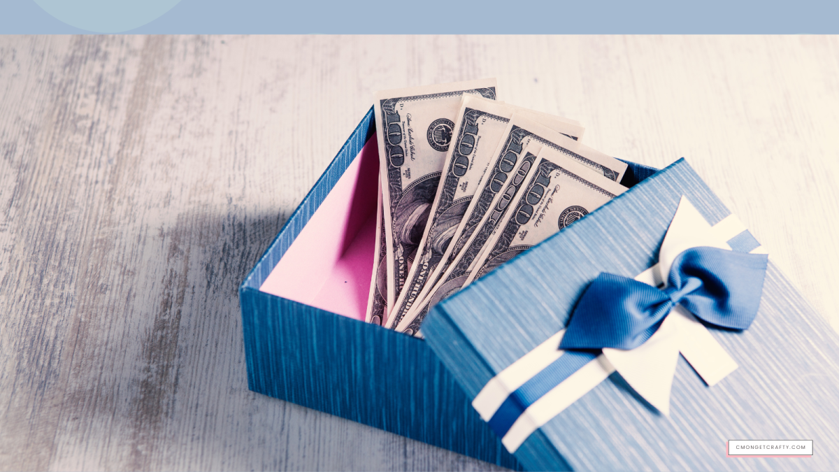 gift box of money wrapped in a bow