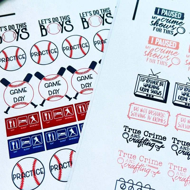 Closeup images of stickers sheets