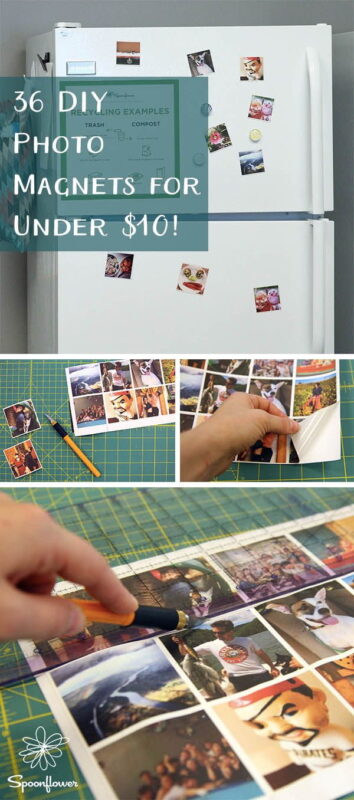 DIY Photo Magnet PIN 1 - C'mon Get Crafty DIY Photo Magnets Tutorial: Learn how to create personalized photo magnets for your fridge using this easy and affordable DIY project, costing under ! #DIYCrafts #PhotoMagnets #Spoonflower #HomeDecor