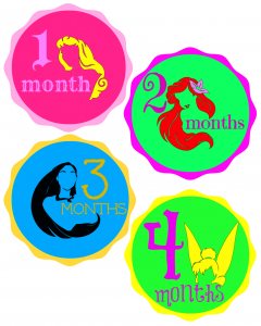 PRINCESS MONTHLY STICKERS PG 1 - C'mon Get Crafty Learn how to make your own monthly baby stickers with this easy tutorial - awesome gift for baby showers and new moms!